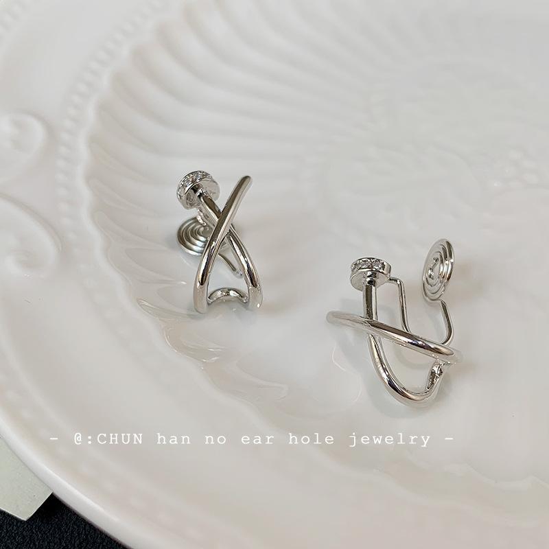 Cross Nails Premium Ear Clips No Ear Piercings Temperament Celebrity Earrings Personality Niche Fashion Design Earrings Women