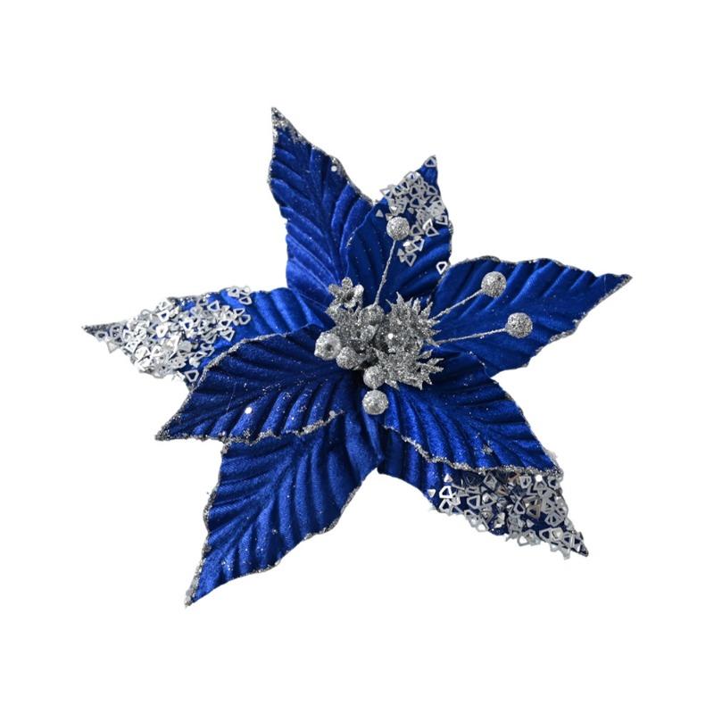 Christmas simulation Christmas flower simulation flower gold powder Christmas flower head Christmas tree decoration accessories flower handmade DIY
