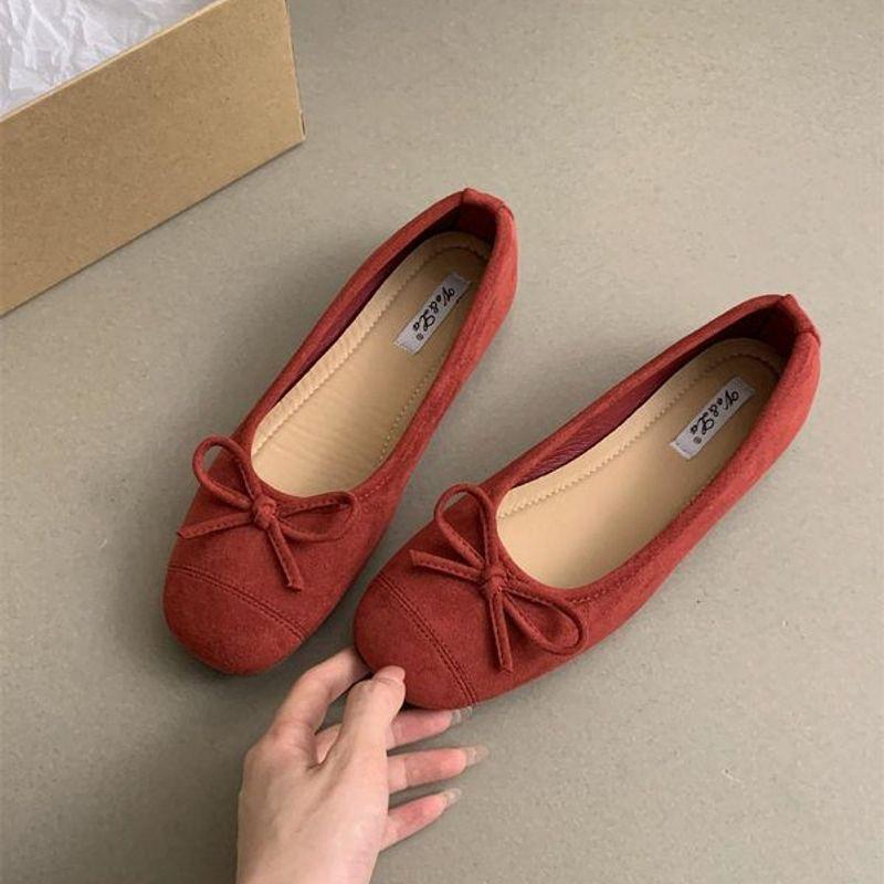 French retro soft-soled single shoes silver women's shoes autumn absolute child ladyshoes evening bow red flats