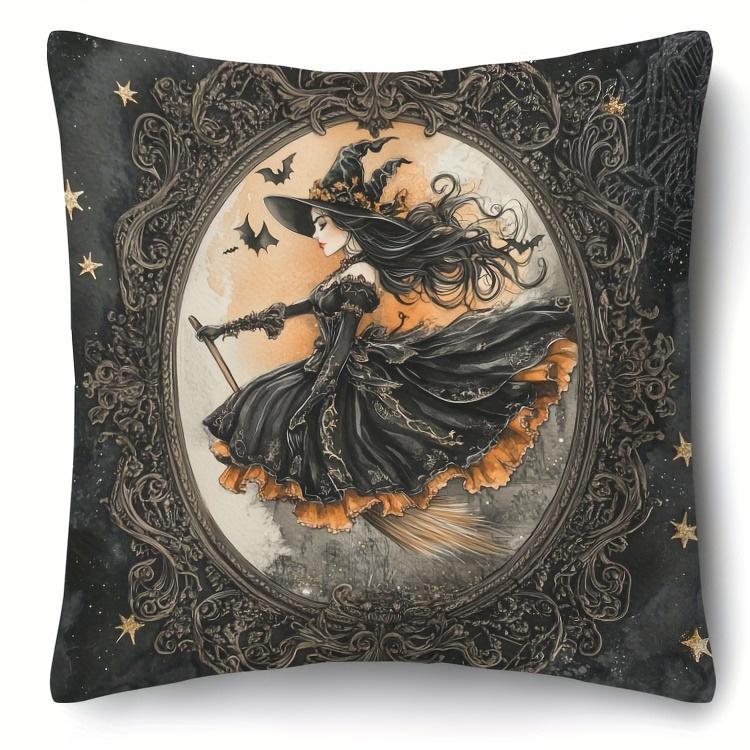 Halloween Themed Pillowcases: Witch, Owl, Black Cat & Haunted House Designs for Spooky Decor Sofa Cushion Cover