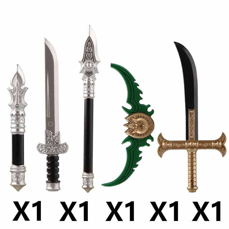 12/24 bucăți figurine medievale kit de accesorii pentru arme blocuri de construcție sabie regele scut regele leu topor de luptă trident topor cu două tăișuri jucărie din cărămidă