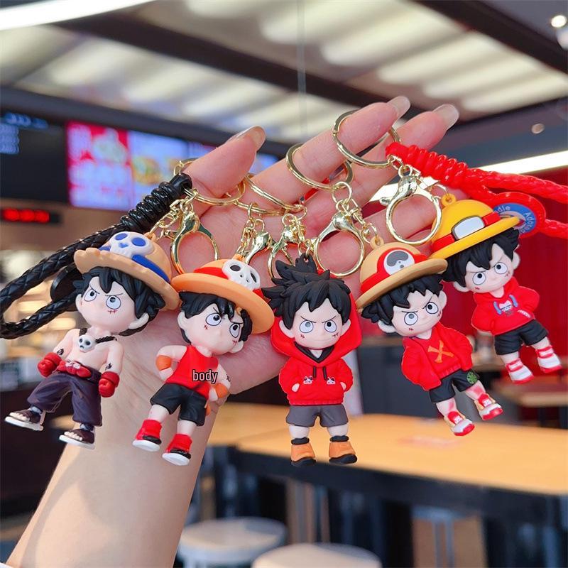 Cartoon One Piece Keychain: PVC Figurine Charm for Bags & Cars, Cute Gift