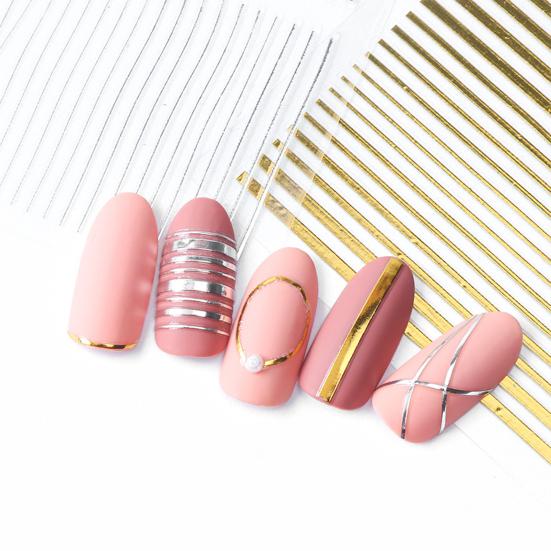 Nail Strip Half Moon Shape 3D Effect Ultra Thin Rose Gold Striping Tape Manicure Design Lines