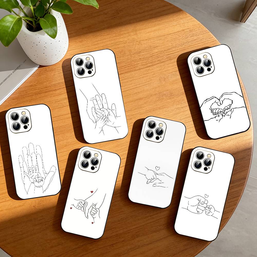 Baby Mom daughter Son Dad Hand Phone Case For iPhone 17, 16,15,14,13,12,11 Plus,Pro Max, Others Soft Black Cover