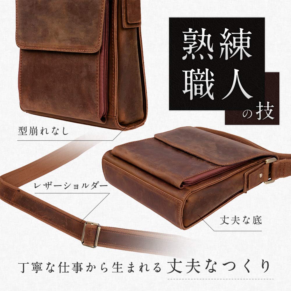 NICE SELECTION Genuine Leather Shoulder Crossbody Messenger for and More Men's Bag, Bag, Bag, Commuting, School, (Regular, Brown)