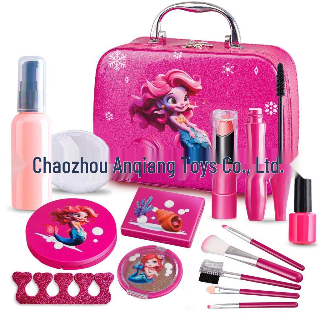 Zestaw do makijażu dla dzieci – Zestaw do odgrywania ról księżniczki – Kolorowe akcesoria kosmetyczne i torebka na toaletkę