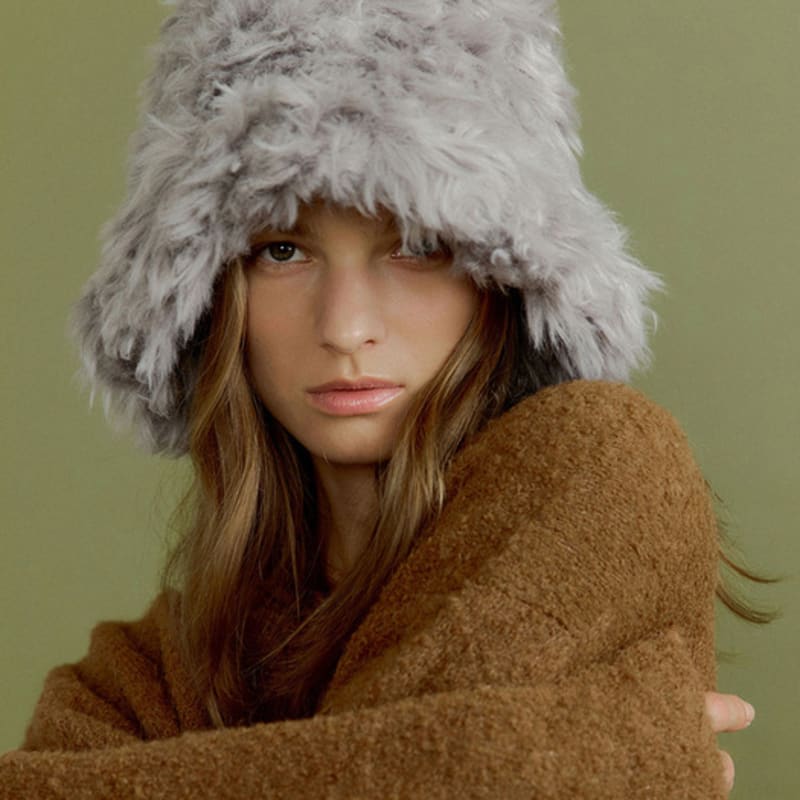 

molliolli BUCKET CURLY fur hat [grey] OS (F)