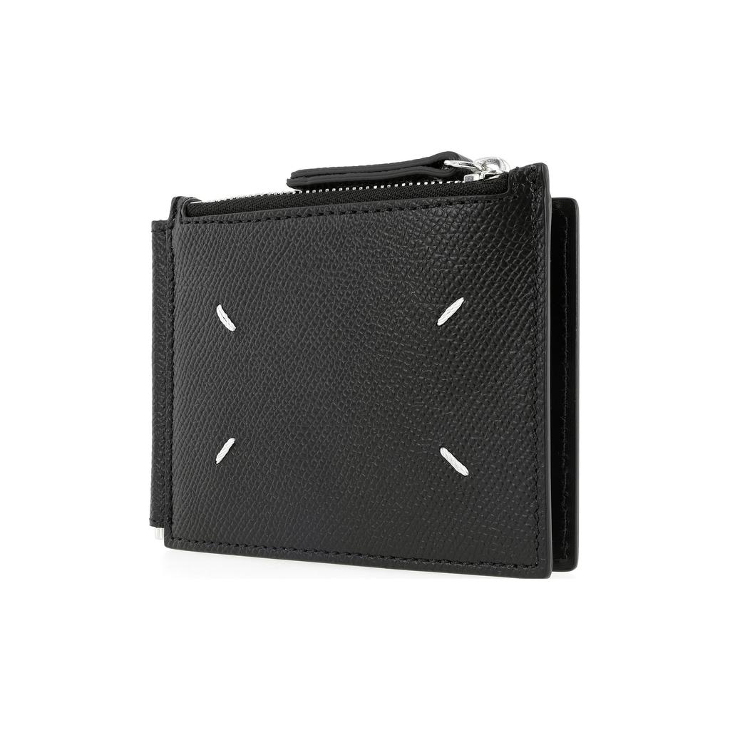 Maison Margiela Logo Four Stitch Pebbled Calfskin Wallet Men wallet Black SA1UI0018P4745T8013