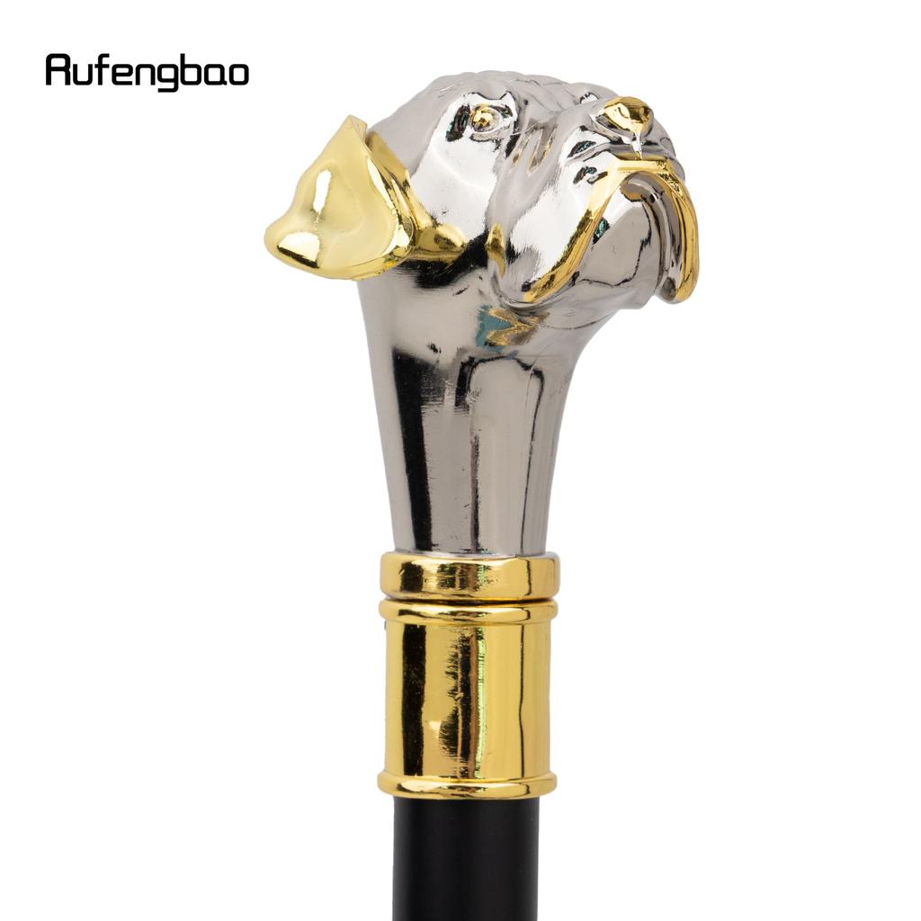 Golden Silver Dog Handle Luxury Pattern Pekingese Stick Party Fashion Walking Stick Decorative Cospaly Cane Knob Crosier 92cm