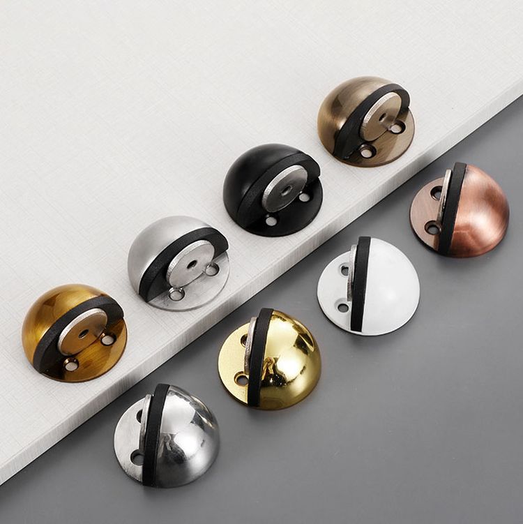 Stainless Steel Mute Metal Hemisphere Anti-Collision Rubber Door Stopper Semicircle Shaped Door Touch