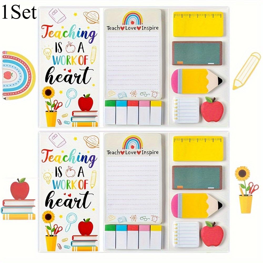 

Teacher Appreciation Sticky Notes - Teach Love Inspire Motivational Memo Pads with Page Markers & Blackboard Design stationery