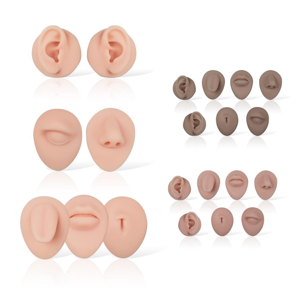 Weiches Silikon Ohr Nase Mund Modell Tattoo Übung Körper Schmuck Display Piercing Werkzeug Kit Schönheits Zubehör Make-up Werkzeuge