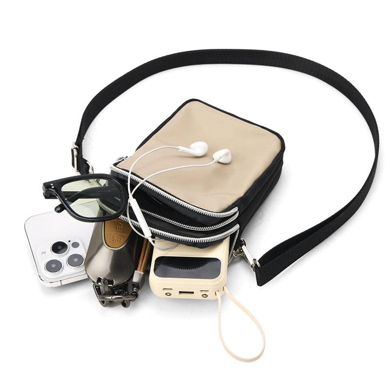 Double Zipper Women Small Crossbody Phone Bag Waterproof Multi Pocket Female Mini Shoulder Bag FLAP with Double Zipper for Daily Travel