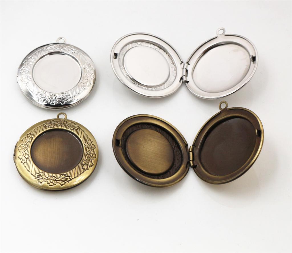 2pcs Inner 20mm Photo Locket Pendants Jewelry Tray Locket Pendant for DIY Cabochon Photo Essential Oil Diffuser Necklace