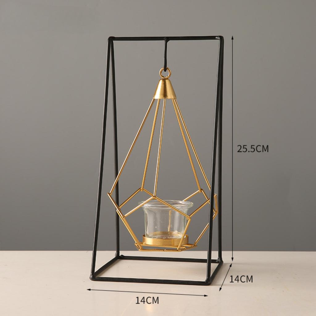 Geometric Free Swinging Votive Candle Holder Decorative Modern Hanging Lantern Tabletop Centerpiece