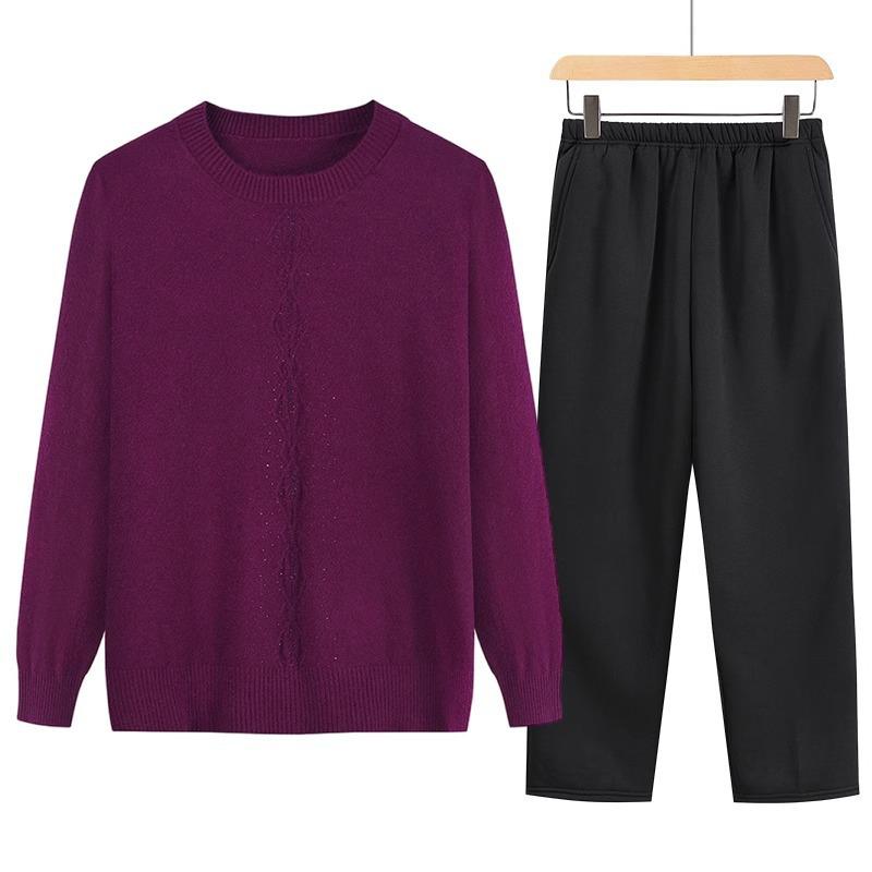 Women's Autumn/Winter Semi-High Neck Top: New Elastic Solid Color Sweater for Middle-Aged and Elderly