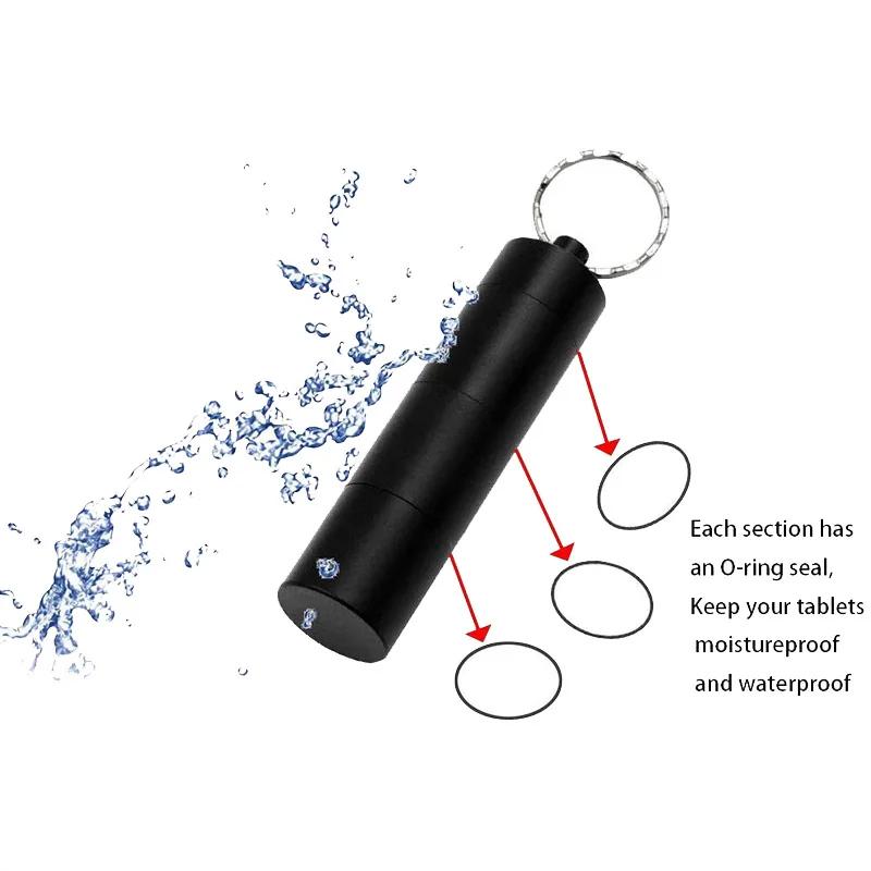 Mini Portable Aluminum Waterproof Pill Box Shell Sealed 3-hour Grid One Day Organizer Tablet Travel Medical Vitamin Fish Oil.