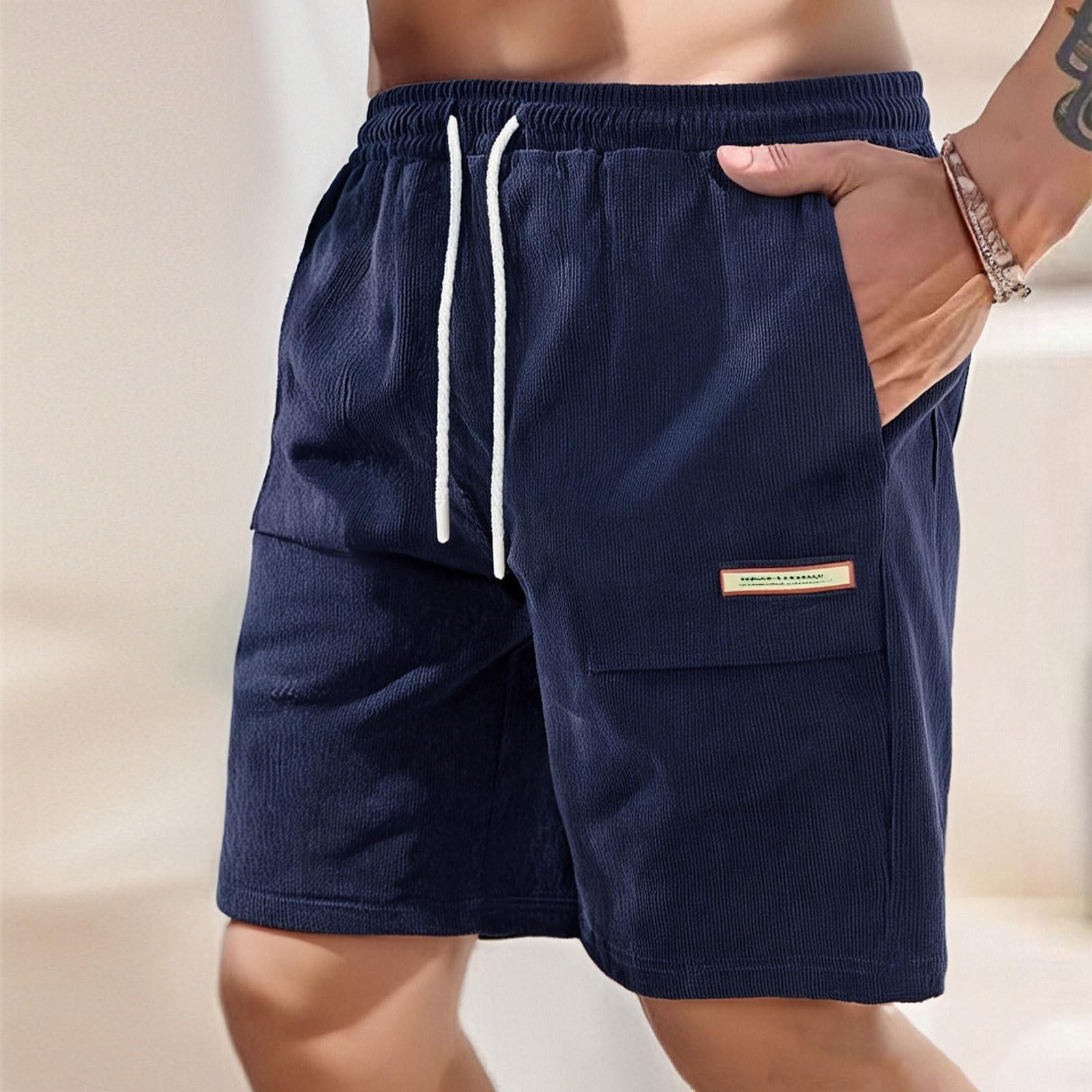 

Мужские спортивные штаны со шнуровкой, мужские шорты-карго, повседневные брюки XL тёмно-синий