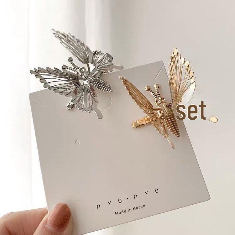 Oriental Pastoral Butterfly Hairpin: Retro Metal Decorative Duckbill Clip Hair Accessory