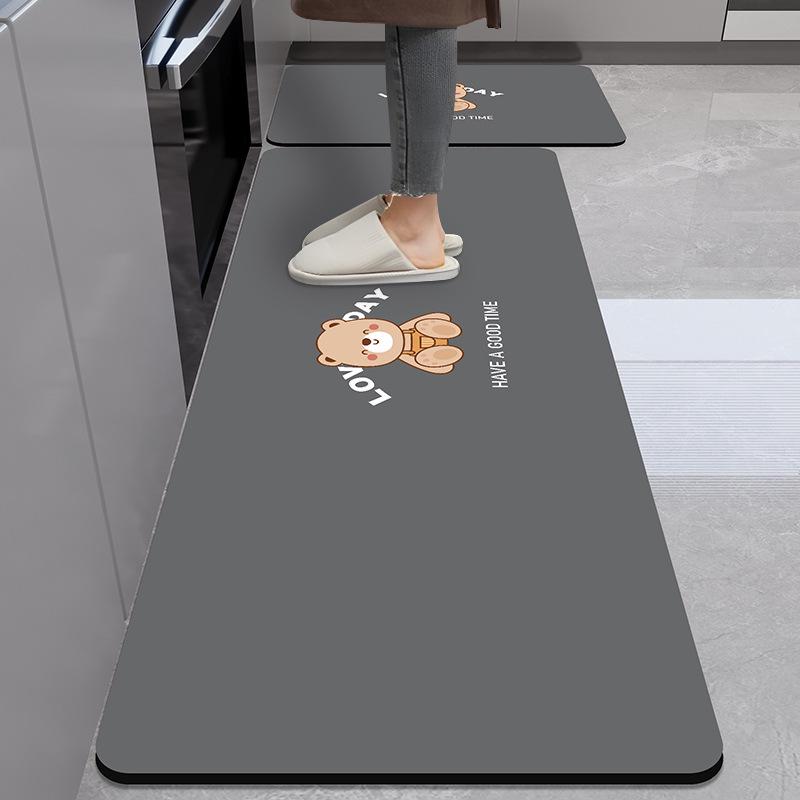 Marble Pattern Kitchen Anti-Oil Diatom Mud Mat: Water-Absorbing, Quick-Drying, Non-Slip, Easy-Care.