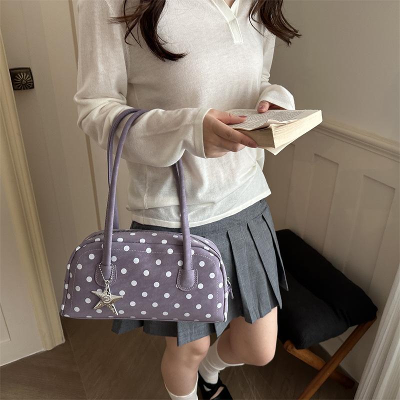 Women Polka Dot Large Capacity Single Shoulder Underarm Daily Commute Handbag