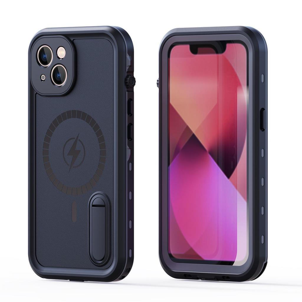 Red Pepper Waterproof Magnetic Phone Case for iPhone 13 - Outdoor Diving & Cycling