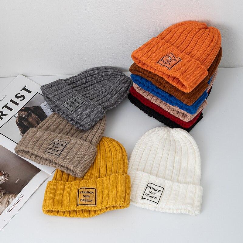 Nové Dámské Zimní Čepice Móda Teplý Kpop Steeetwear Čepice Čepice Dámské Ležérní Transparentní Štítek Zimní Pletené čepice