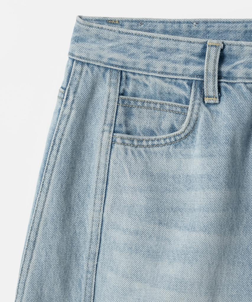 Poyueoaijeuonli Rion Side Panel Loose Denim (Light Blue)