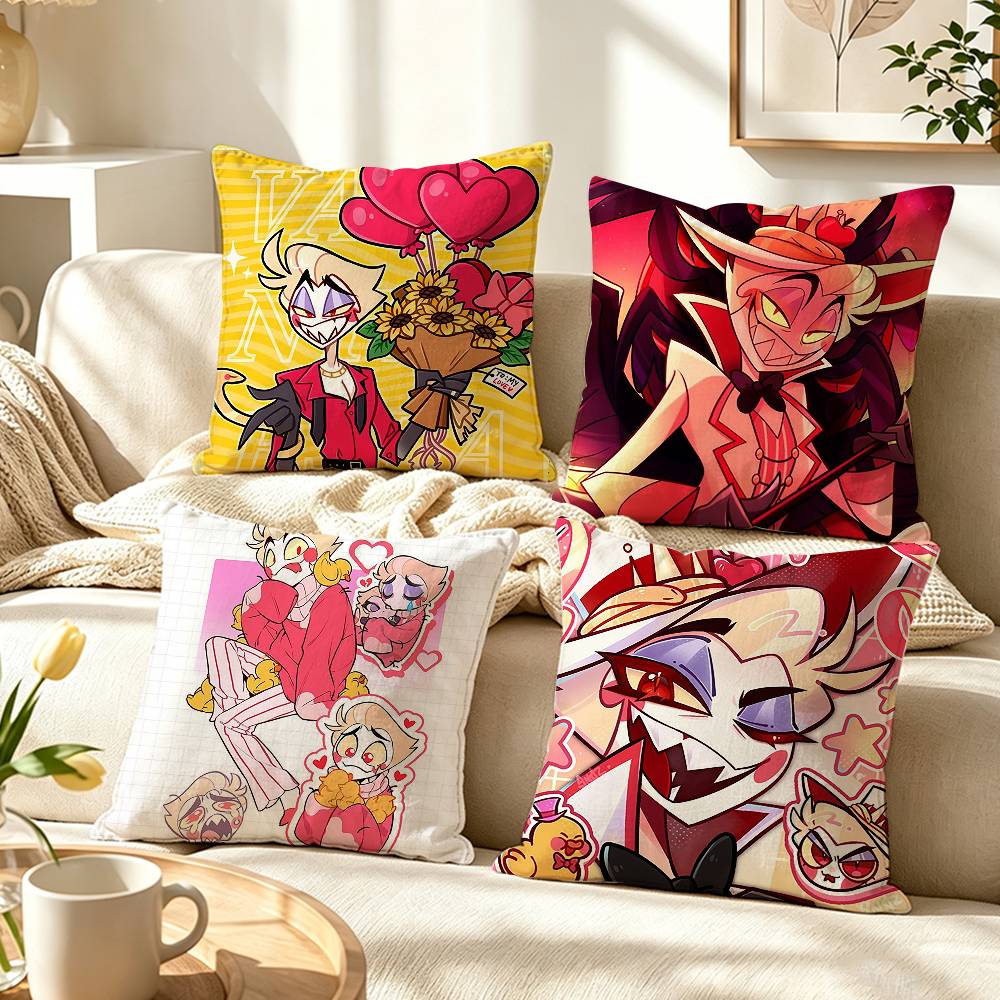 Animation Hazbin Hotel Llucifer Pillow Case Pattern Printed Pillowcase For Living Room Sofa Cushion Cover