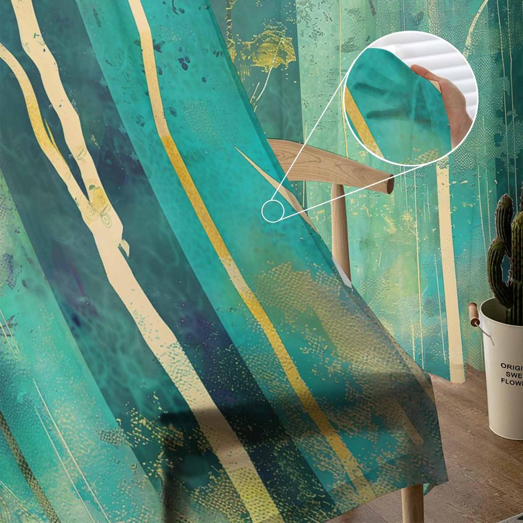 Peinture à l'huile Arbre Abstrait Coucher de Soleil Rideaux de Fenêtre en Tulle pour Chambre à Coucher Rideaux Décoration de Maison de Luxe dans Salon Panneaux en Mousseline