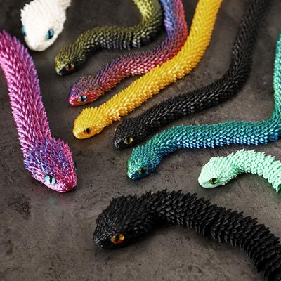 3D Printed Snake Toy Articulated Viper Figurine Fidget Snake Toy Collectible Snake Model with Flexible Joints for Home Office Desk Decor