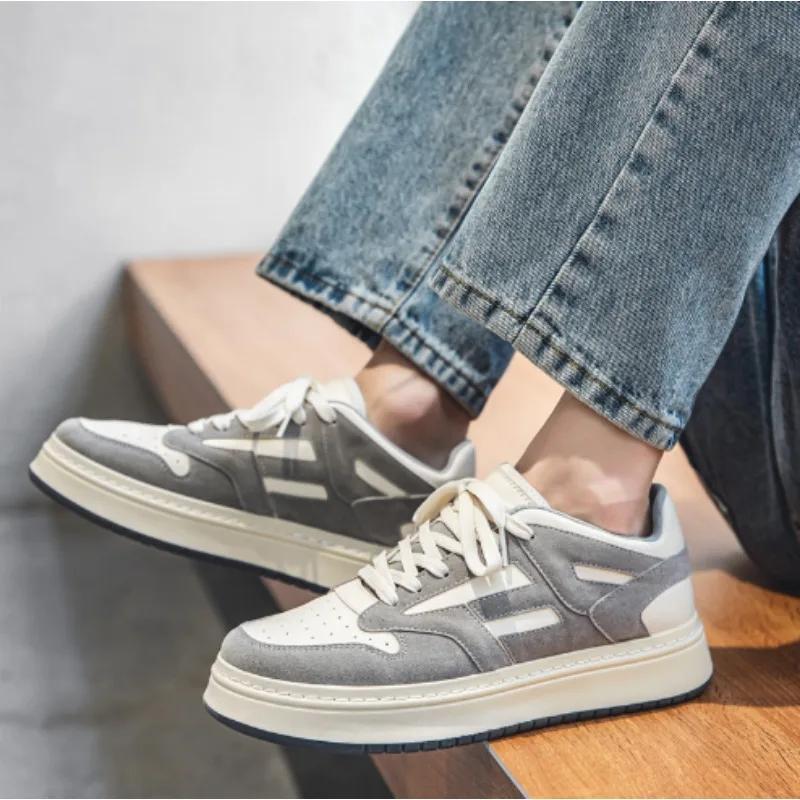 

Men s Genuine Leather Shoess Lace Up Trend Comfortable Men Shoes New Outdoor British Fashion Men High Top Sneakers Moccasins Men 39 сірий колір