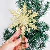 1Pc Gold Stamping Christmas Metal Exquisite Tree Top Star Party Decoration Snowflake Glitter Christmas Decoration