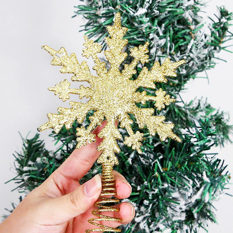 1Pc Gold Stamping Christmas Metal Exquisite Tree Top Star Party Decoration Snowflake Glitter Christmas Decoration