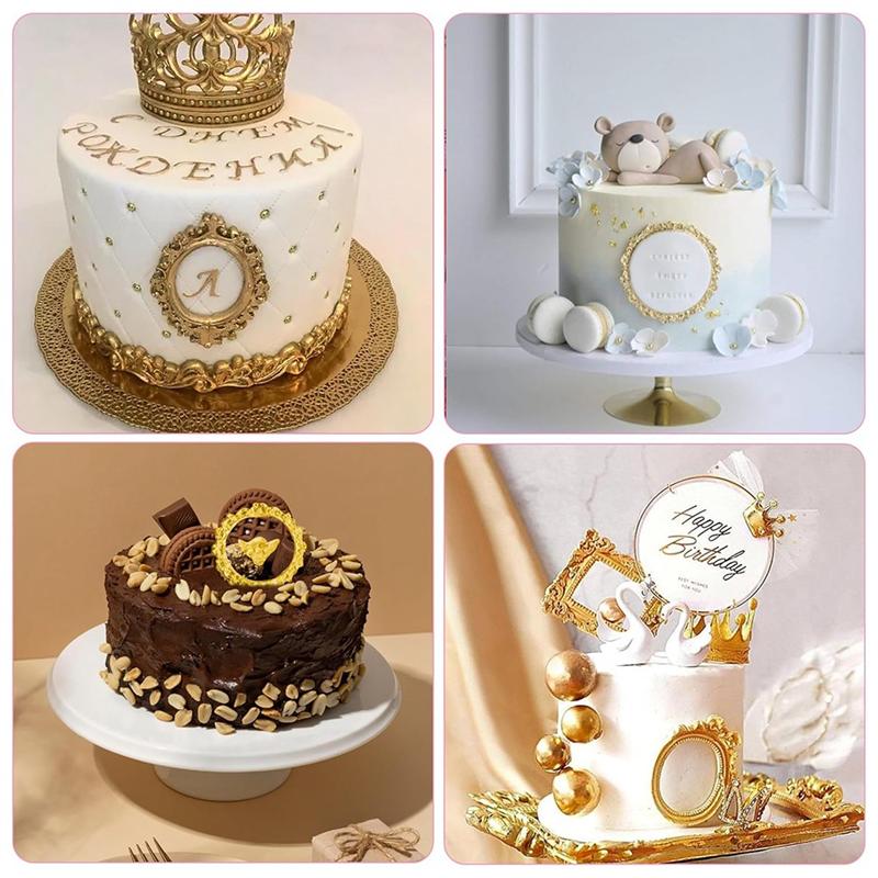 

A25F-Silicone Molds 4 Pcs Photo Frame, Baroque Style Air Dry Clay Molds, Mini Frame Molds For Cupcake Topper