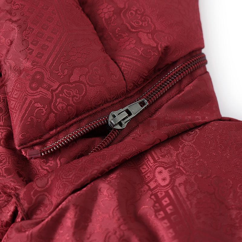 Grandma's Winter Red Velvet-Enhanced Cotton Jacket for Middle-aged and Elderly Women
