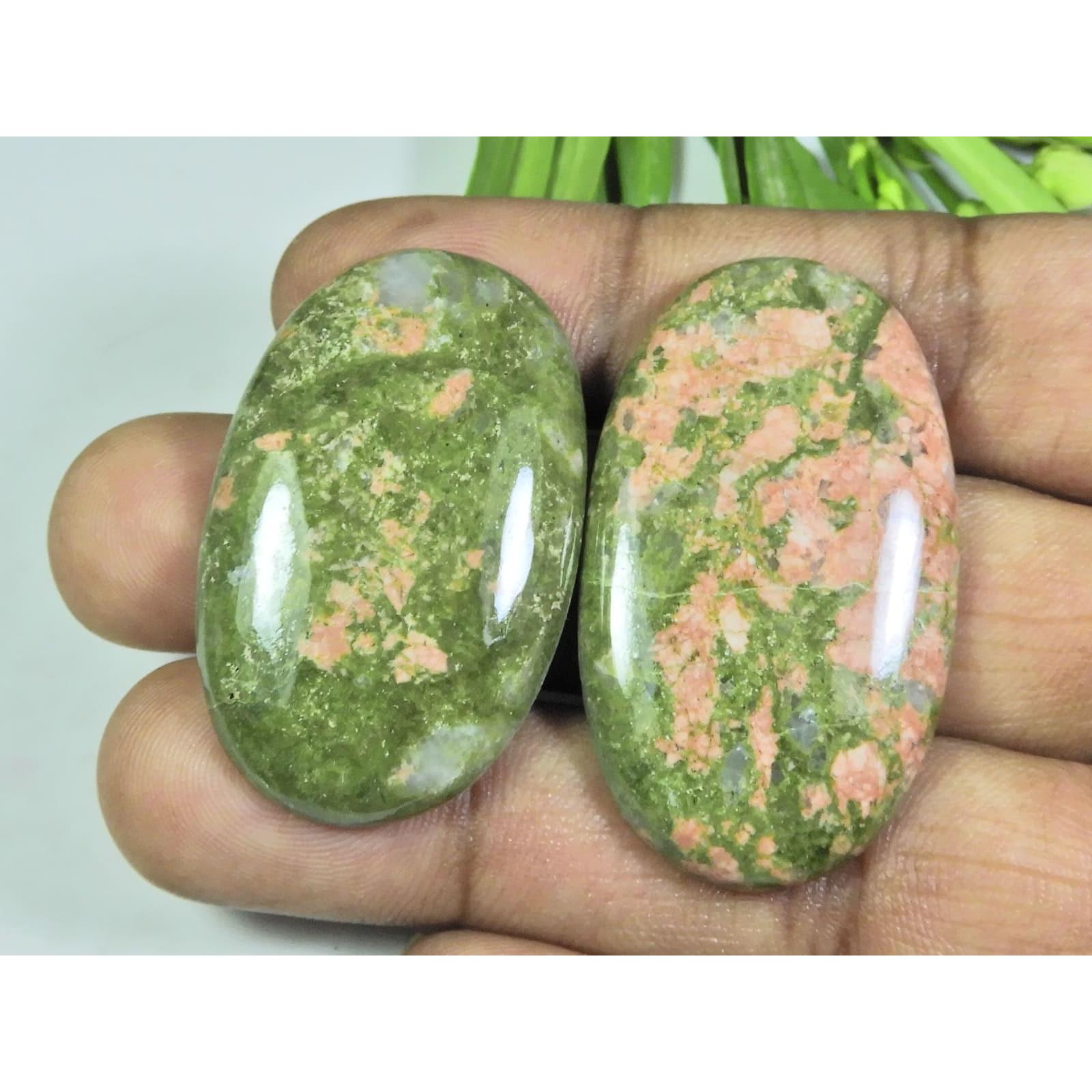 

143 карата 2 шт. Натуральный унакит овальной формы кабошон свободный драгоценный камень 25X41-25X44 мм A-114