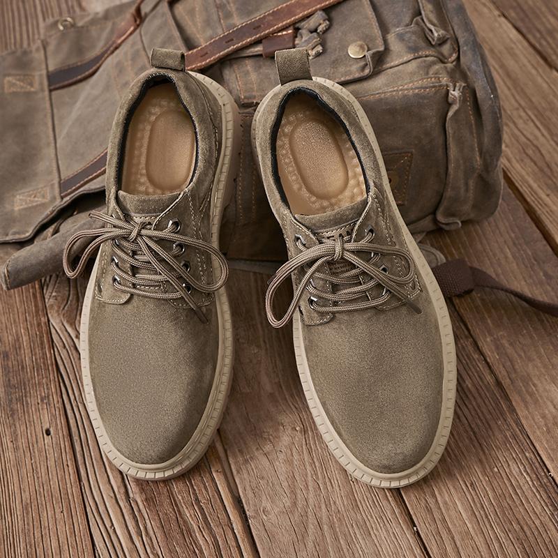 Męskie Skórzane Buty Casualowe Antypoślizgowe do Noszenia Brytyjski Styl Klasyczne Outdoorowe Antypoślizgowe Buty do Chodzenia Buty Oxfordowe Buty na Grubej Podeszwie