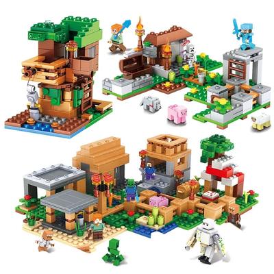 Farm Village Treehouse Cave Cross Whistle Battle  Building Blocks Children's Bricks Toys Birthday Gift for Boys