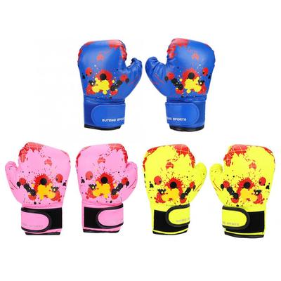 Luvas de boxe para crianças, malha respirável, couro PU, luvas de chamas, treinamento de socos, luvas de luta para crianças