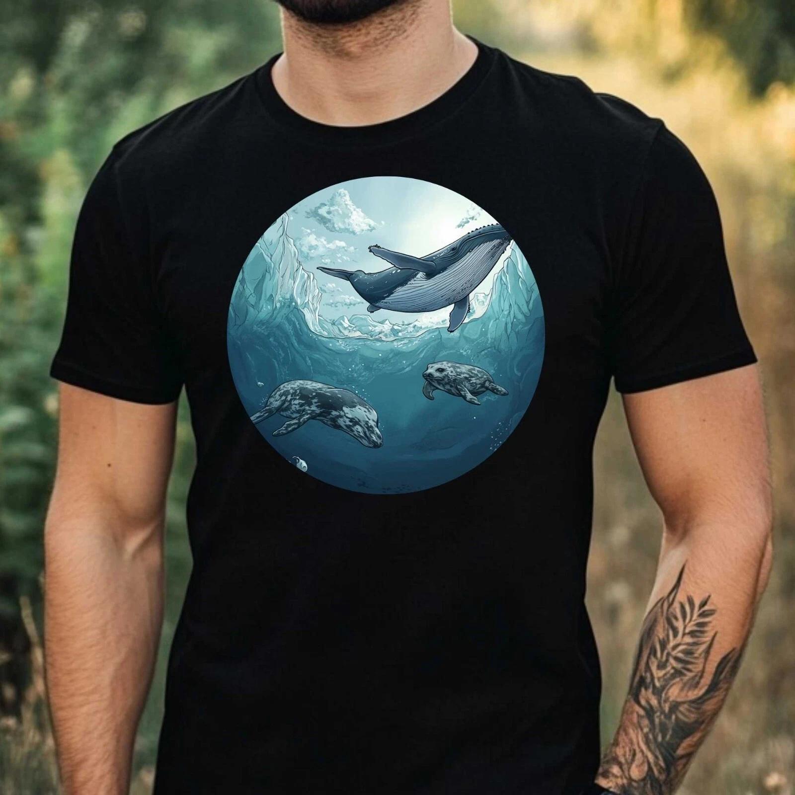 T-Shirt Herren Buckelwal Motiv Baumwolle Größe XS bis 5XL XXL