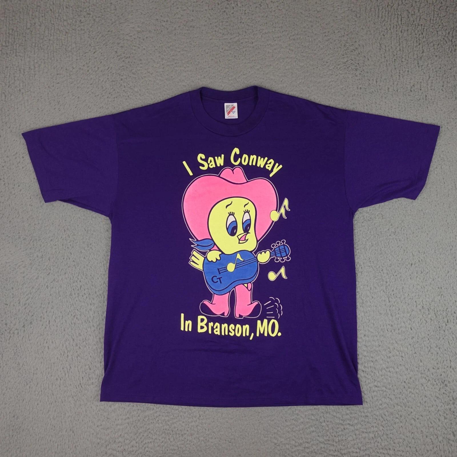 

Vintage I Saw Conway In Branson Shirt Mens XL Purple Single Stitch Made In USA S