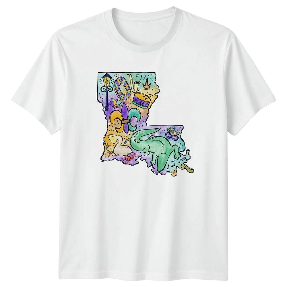 Louisiana State Outline Filled With TShirt Louisiana Travel Culture Birthday S