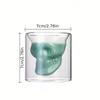 1 pz, Bicchiere da whisky con teschio horror, Bicchieri da vino a doppia parete, Bicchieri da bar senza stelo da 75 ml/2,5 once, Vetreria elegante, Per Scotch Bourbon, Whisky, Cocktail