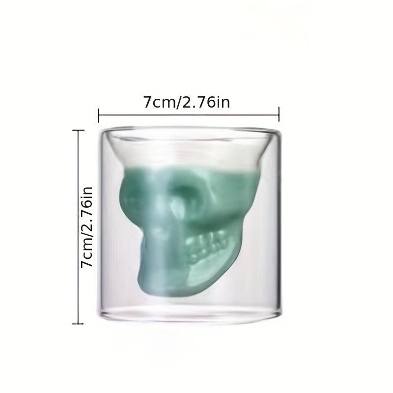 1 pz, Bicchiere da whisky con teschio horror, Bicchieri da vino a doppia parete, Bicchieri da bar senza stelo da 75 ml/2,5 once, Vetreria elegante, Per Scotch Bourbon, Whisky, Cocktail