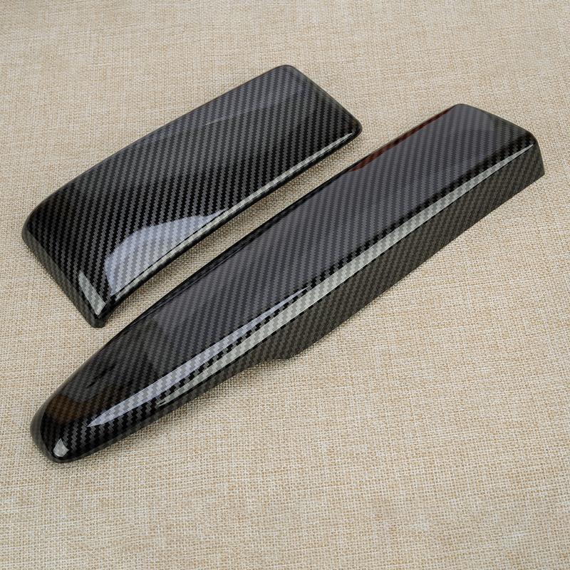 2Pcs Car Center Armrest Box Panel Cover Fit for Benz C W204 E W212 GLK X204 2010 2011 2012 2013 Carbon Fiber Style Black ABS
