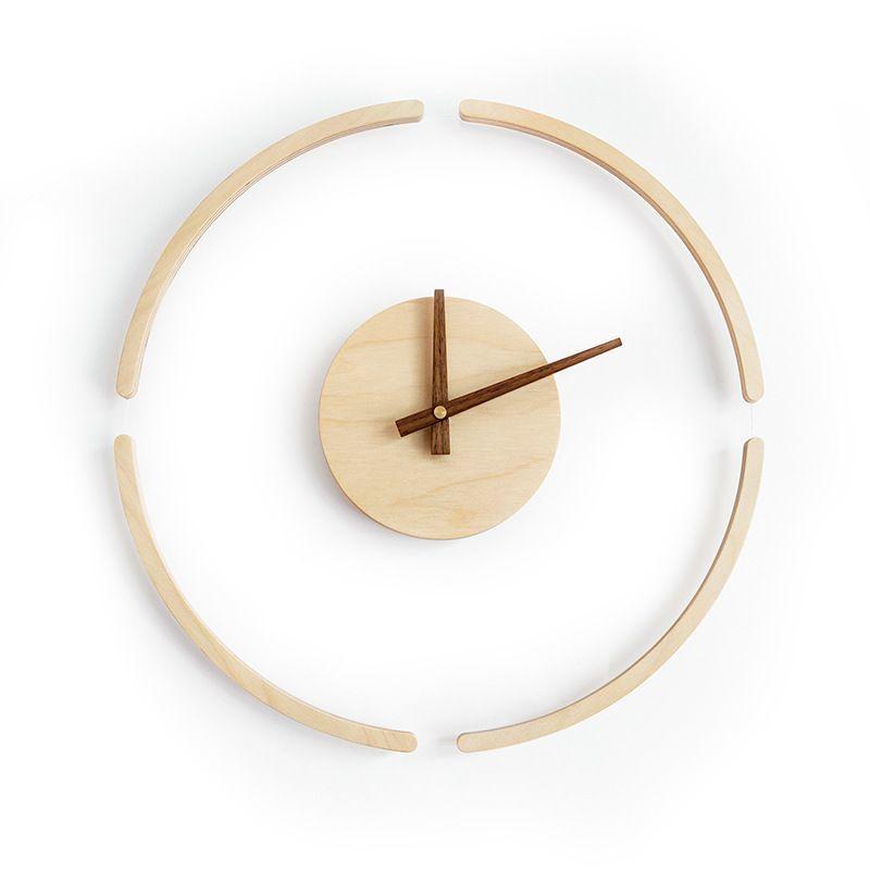 Orologio da parete galleggiante trasparente nordico, soggiorno di fascia alta, orologio in legno senza scala, orologio decorativo da parete per soggiorno di casa