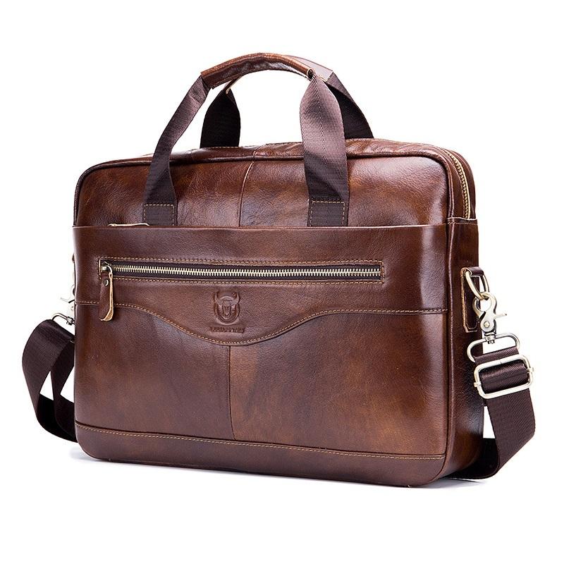 Documents Bag Genuine Leather Men's Briefcase Vintage Business Computer Bag Messenger Bags