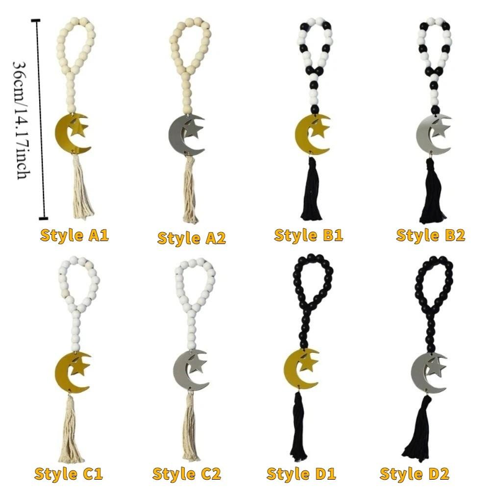 Handmade Wooden Beads Pendant Rustic Style Islamic Hanging Ornament Home Decoration