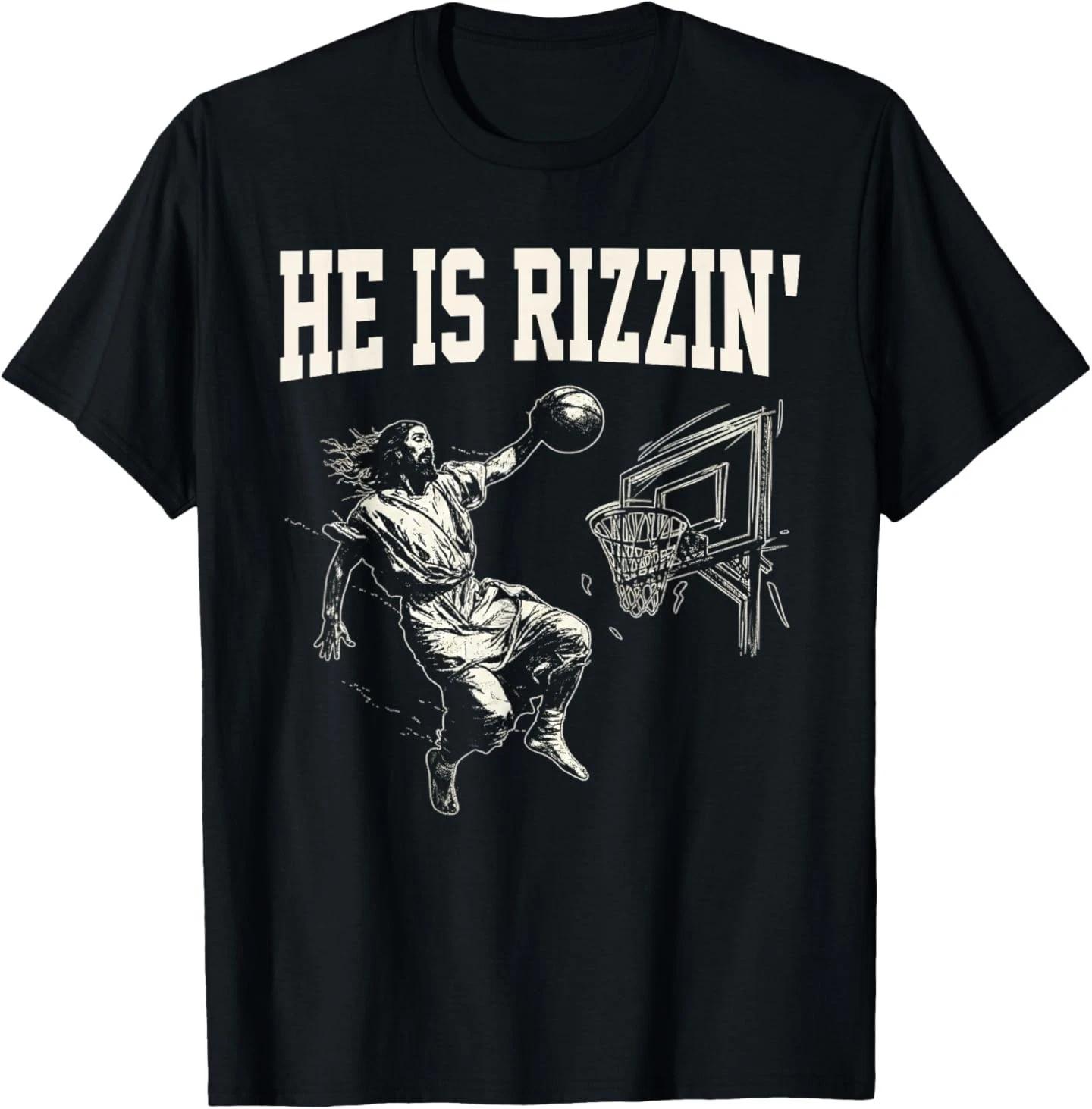 Easter He is Rizzin Christian Religious T-Shirt 2XL